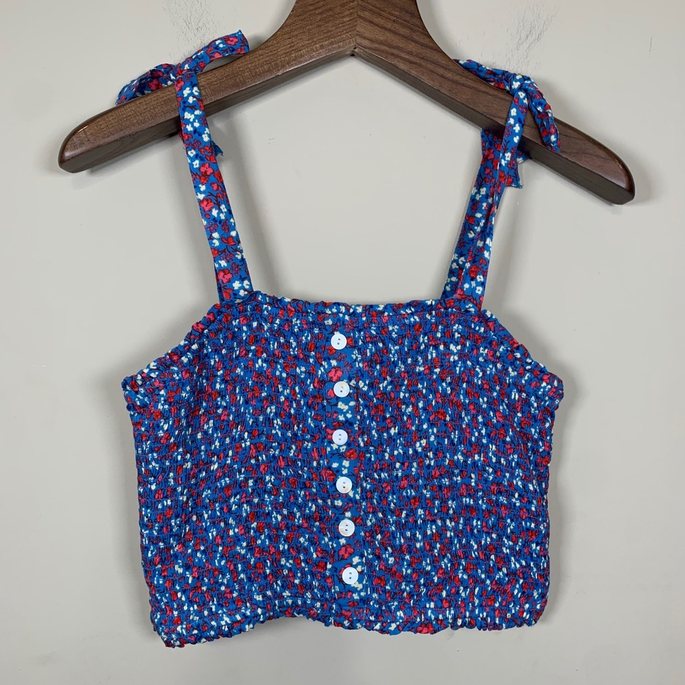 Patrons of Peace NWT Americana Print Smocked Crop Halter Top Large